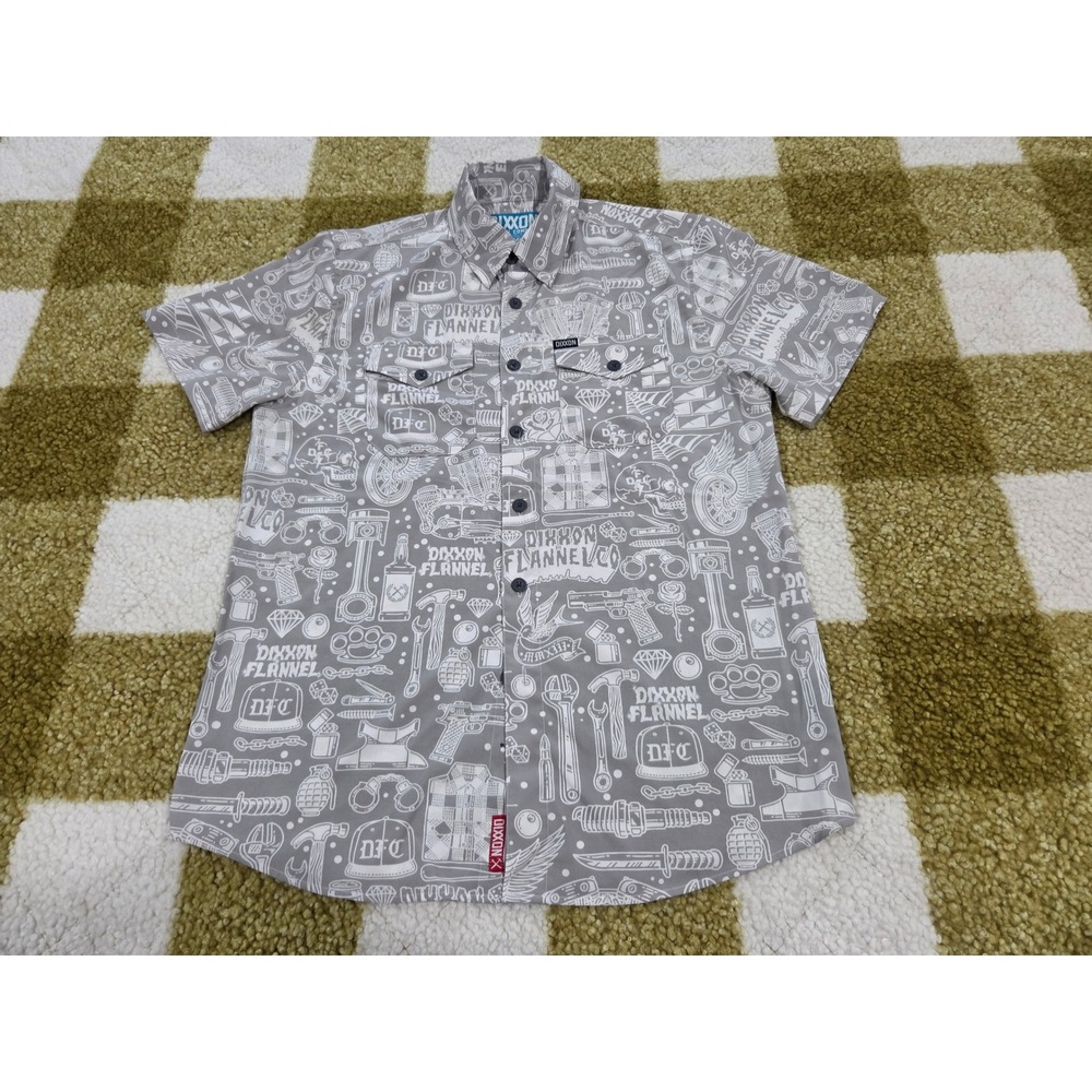 Dixxon Flannel Co The Sampson Limited Edition Gray Graphic Short Sleeve Shirt M